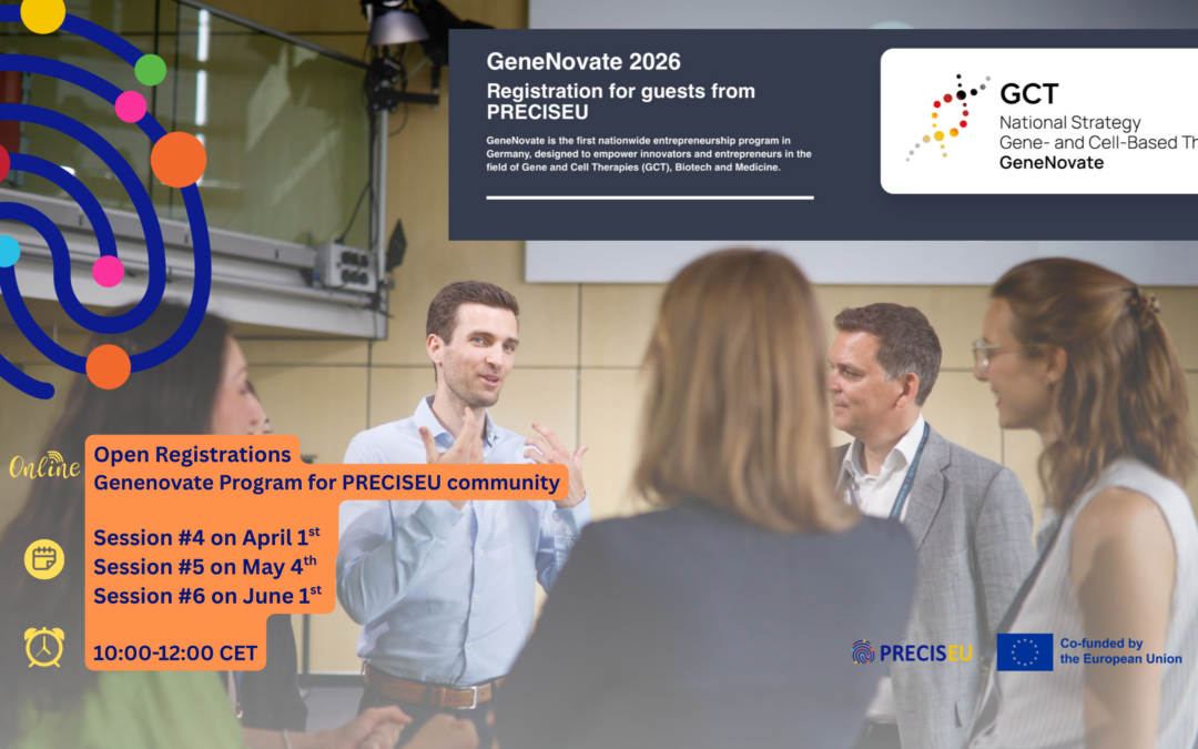 Upcoming opportunities I GeneNovate sessions open to PRECISEU participants