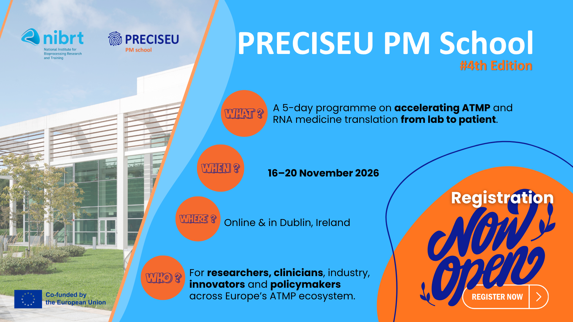 NIBRT PRECISEU PM School – registration open visual